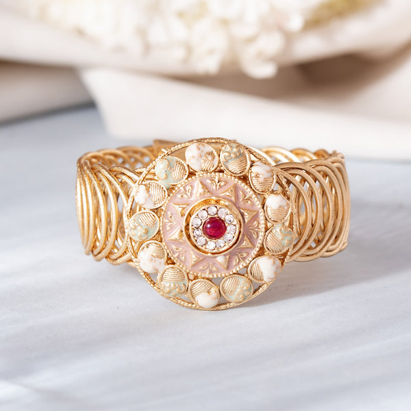 VOJ Kundan Studded Circular Women's Bracelet - Distacart