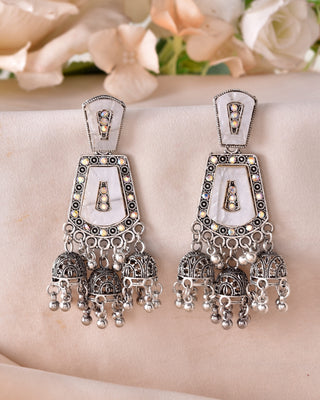 VOJ Silver Plated Moon Stone Studded Elegent Earrings - Distacart