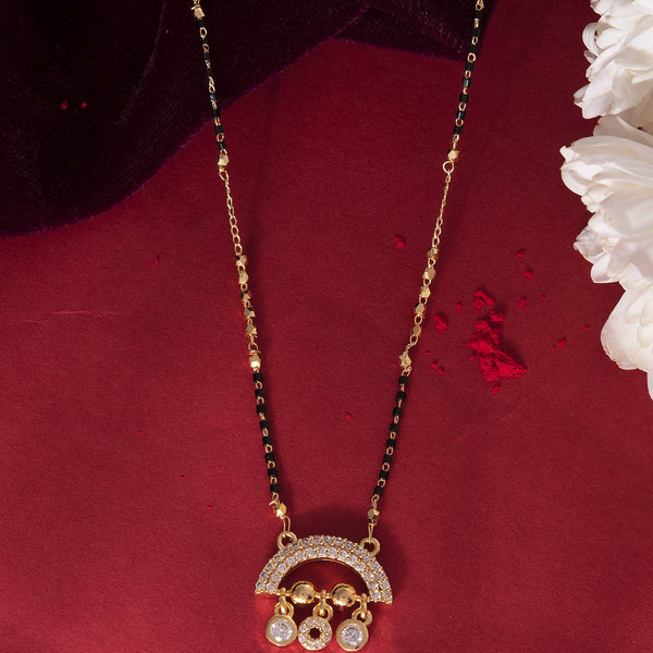 VOJ Gold-Polished AD Studded Half Done Shape Mangalsutra - Distacart