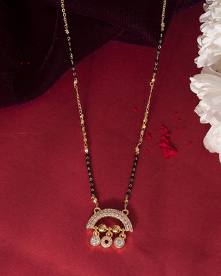 VOJ Gold-Polished AD Studded Half Done Shape Mangalsutra - Distacart