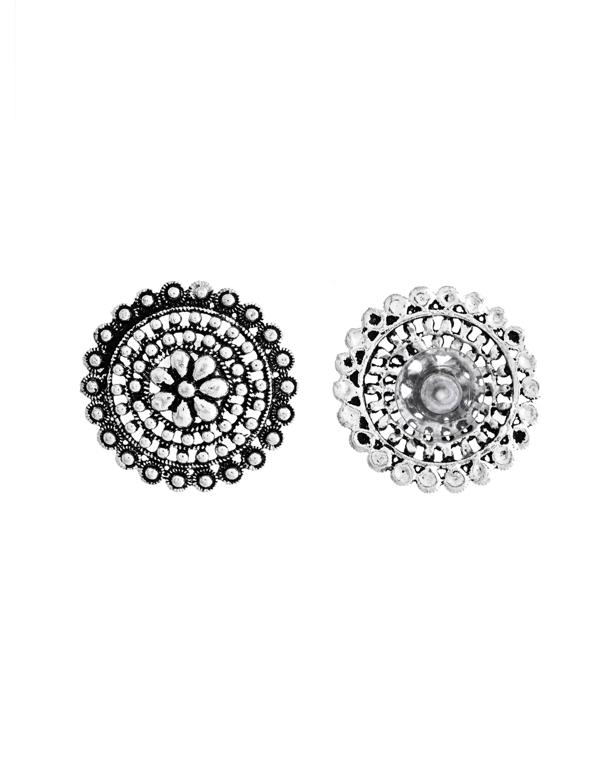 VOJ Silver Plated Oxidized Choker With Earrings Set - Distacart