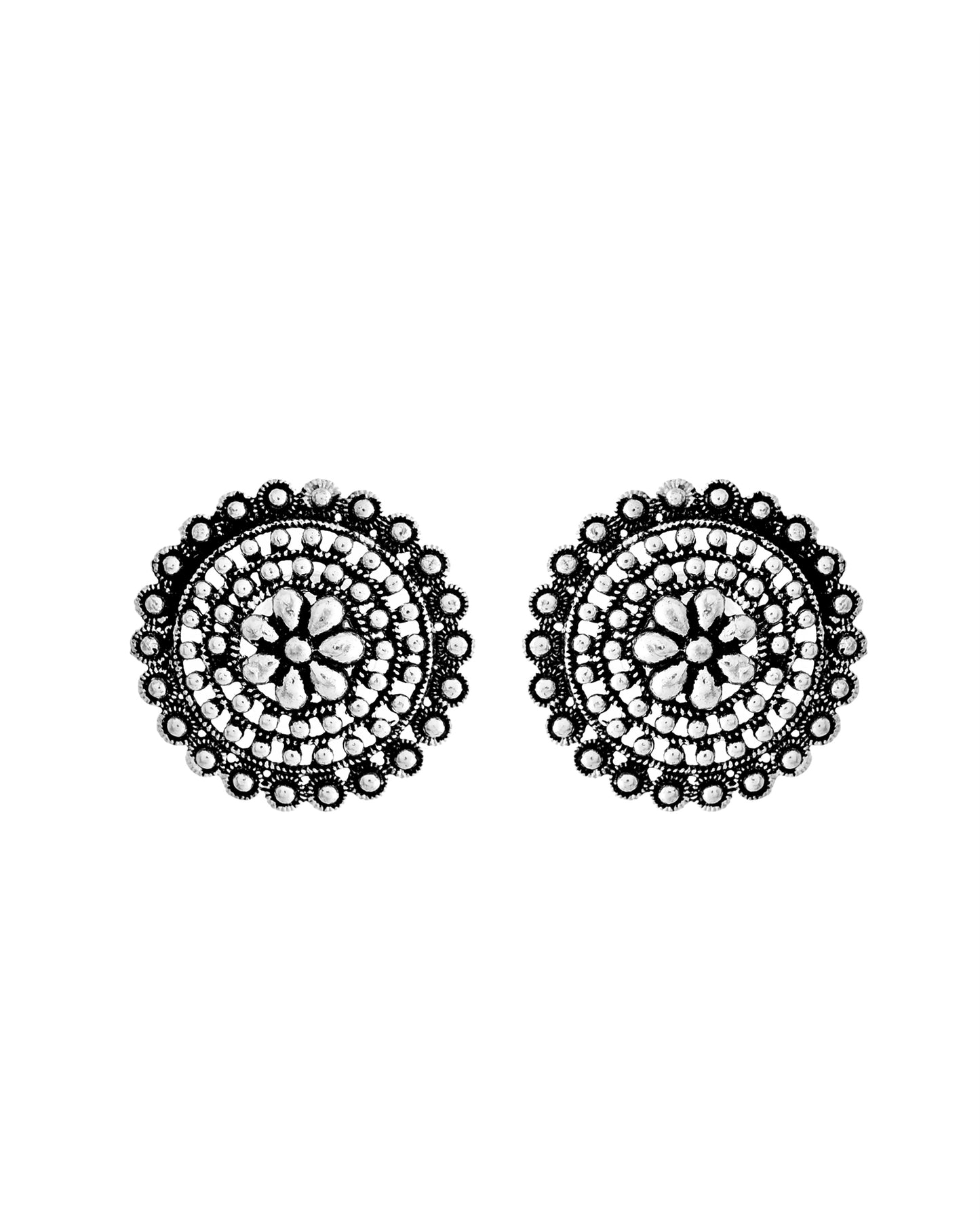 VOJ Silver Plated Oxidized Choker With Earrings Set - Distacart
