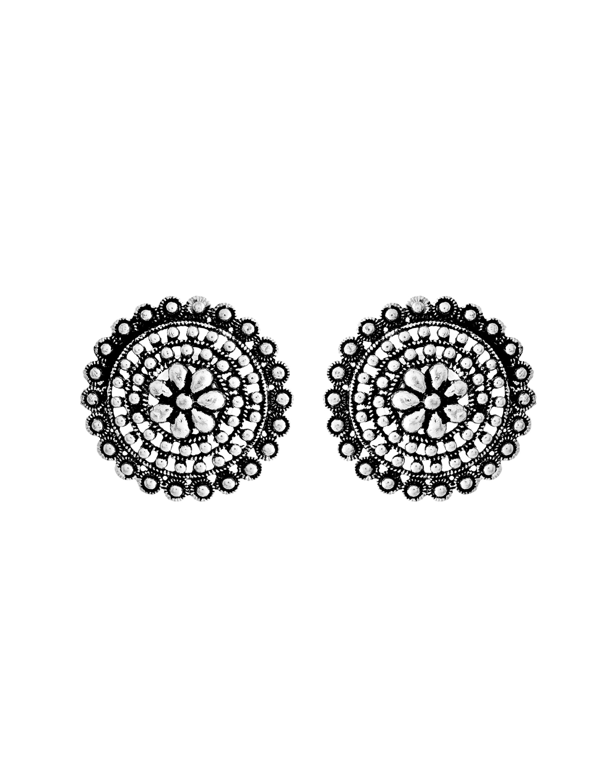VOJ Silver Plated Oxidized Choker With Earrings Set - Distacart