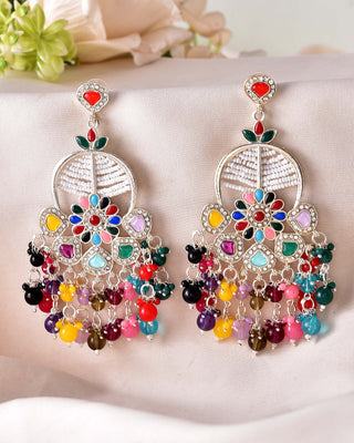 VOJ Multi Colour Beaded Long Chanbali Earrings - Distacart