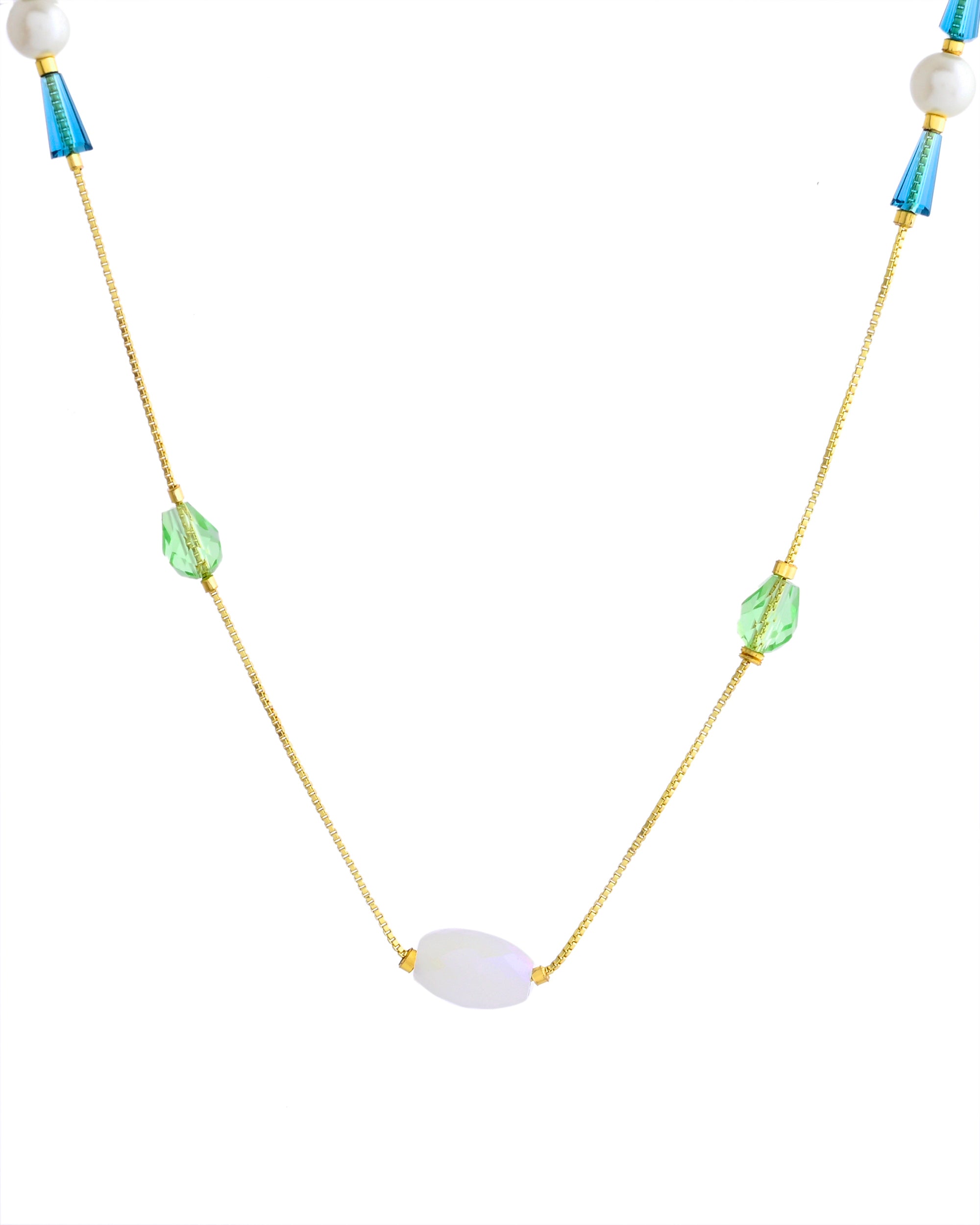 VOJ Gold-Polished Green Beaded Chain For Women - Distacart