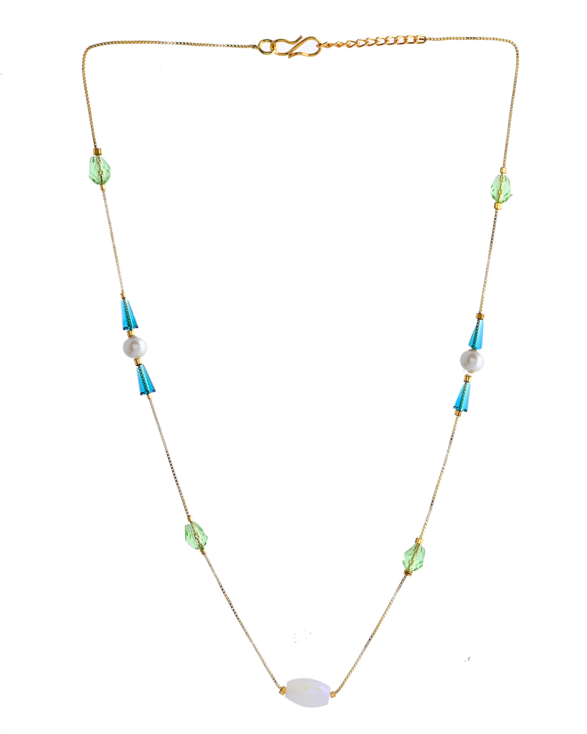 VOJ Gold-Polished Green Beaded Chain For Women - Distacart