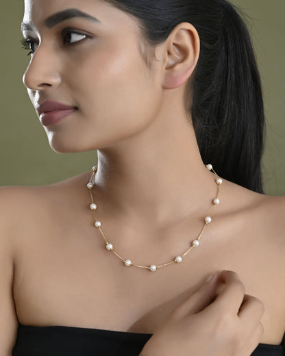 VOJ Gold-Polished Pearl Chain For Women - Distacart