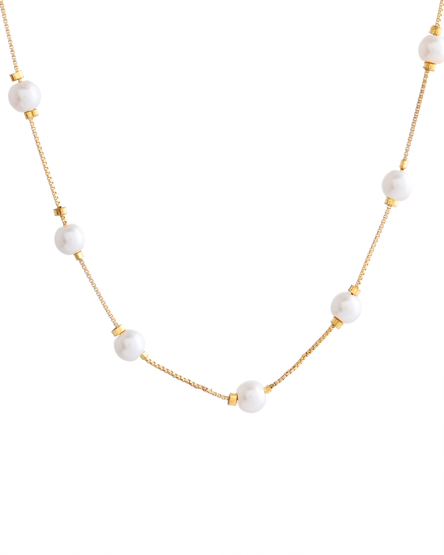 VOJ Gold-Polished Pearl Chain For Women - Distacart