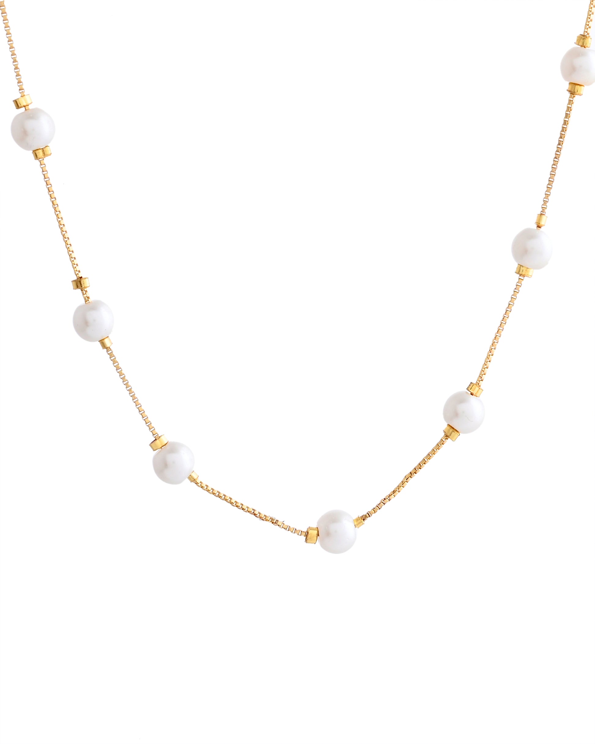 VOJ Gold-Polished Pearl Chain For Women - Distacart