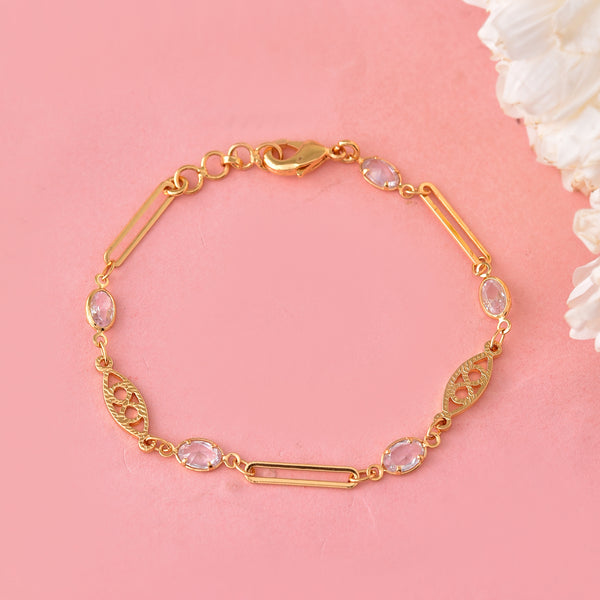 VOJ Gold-Polished Stone Studded Designer Women's Bracelet - Distacart