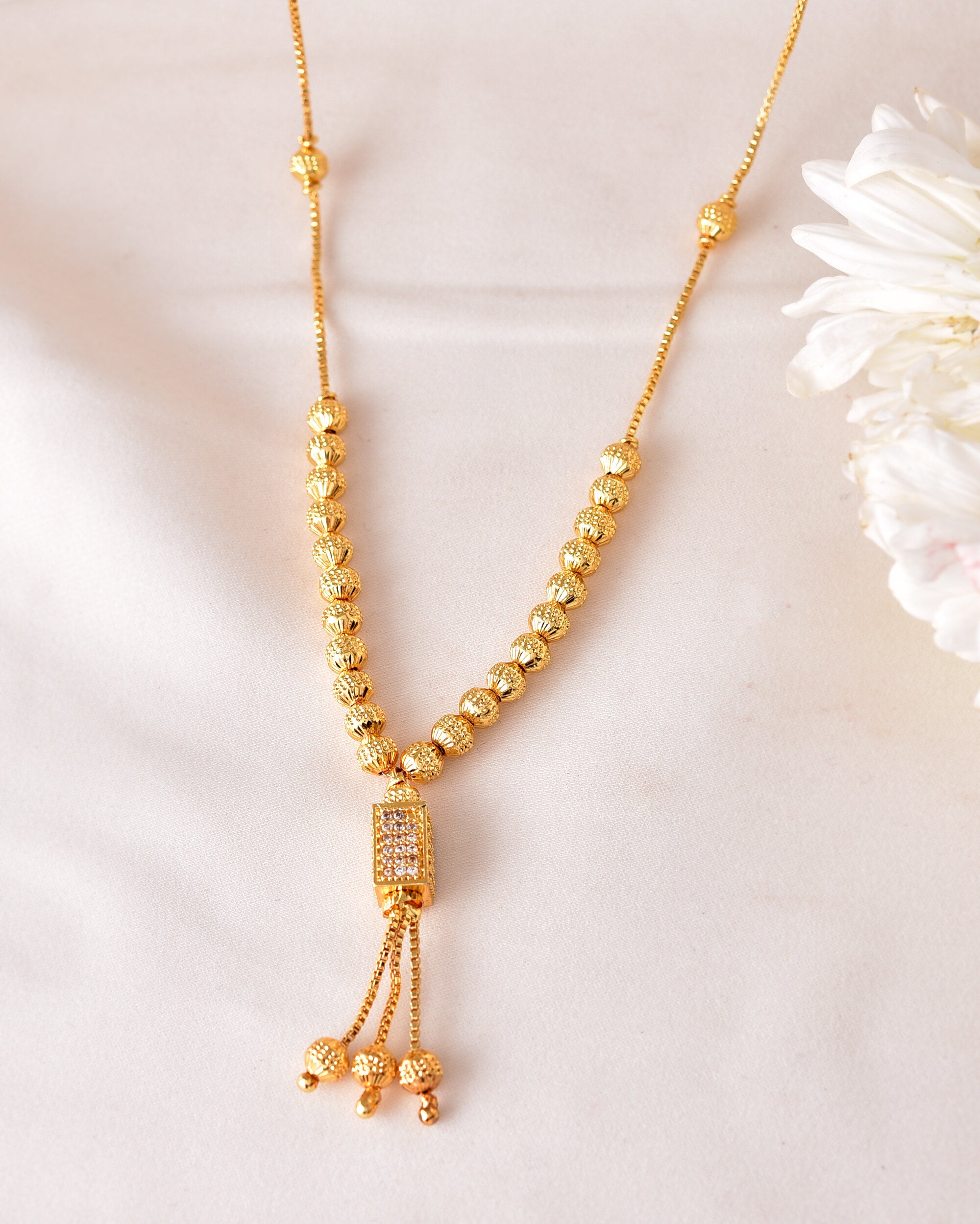 VOJ Gold-Polished Stainless Steel Stone Studded Chain For Women - Distacart