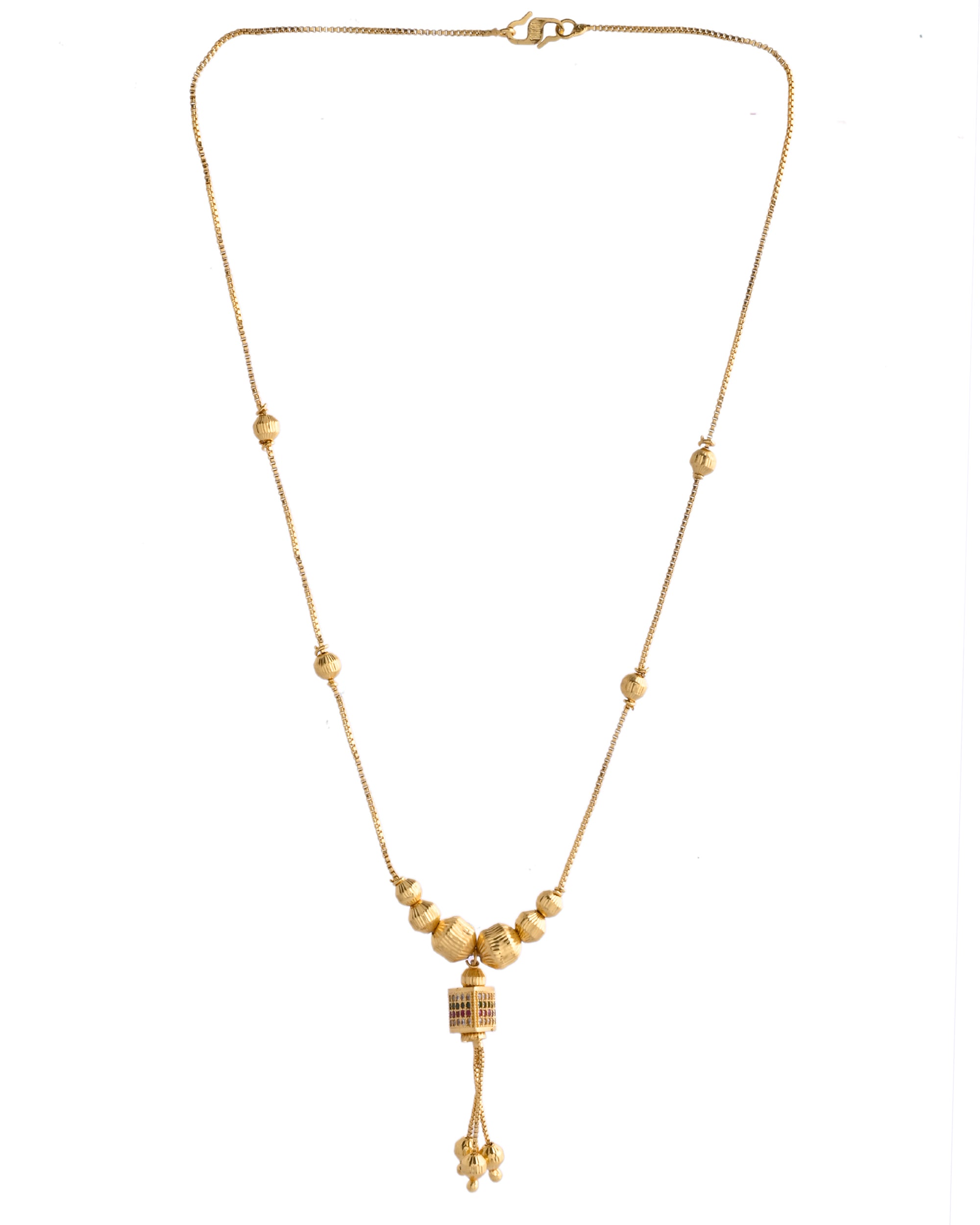 VOJ Gold-Polished Stainless Steel Multi Color Stone Studded Chain For Women - Distacart