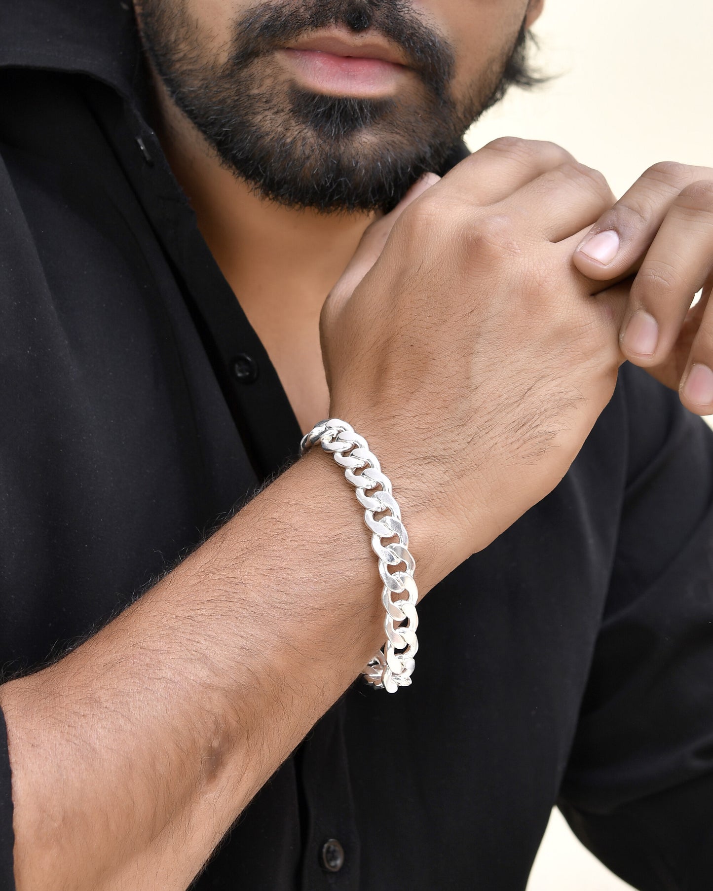 VOJ Silver Plated Stainless Steel Elegent Men's Bracelet - Distacart