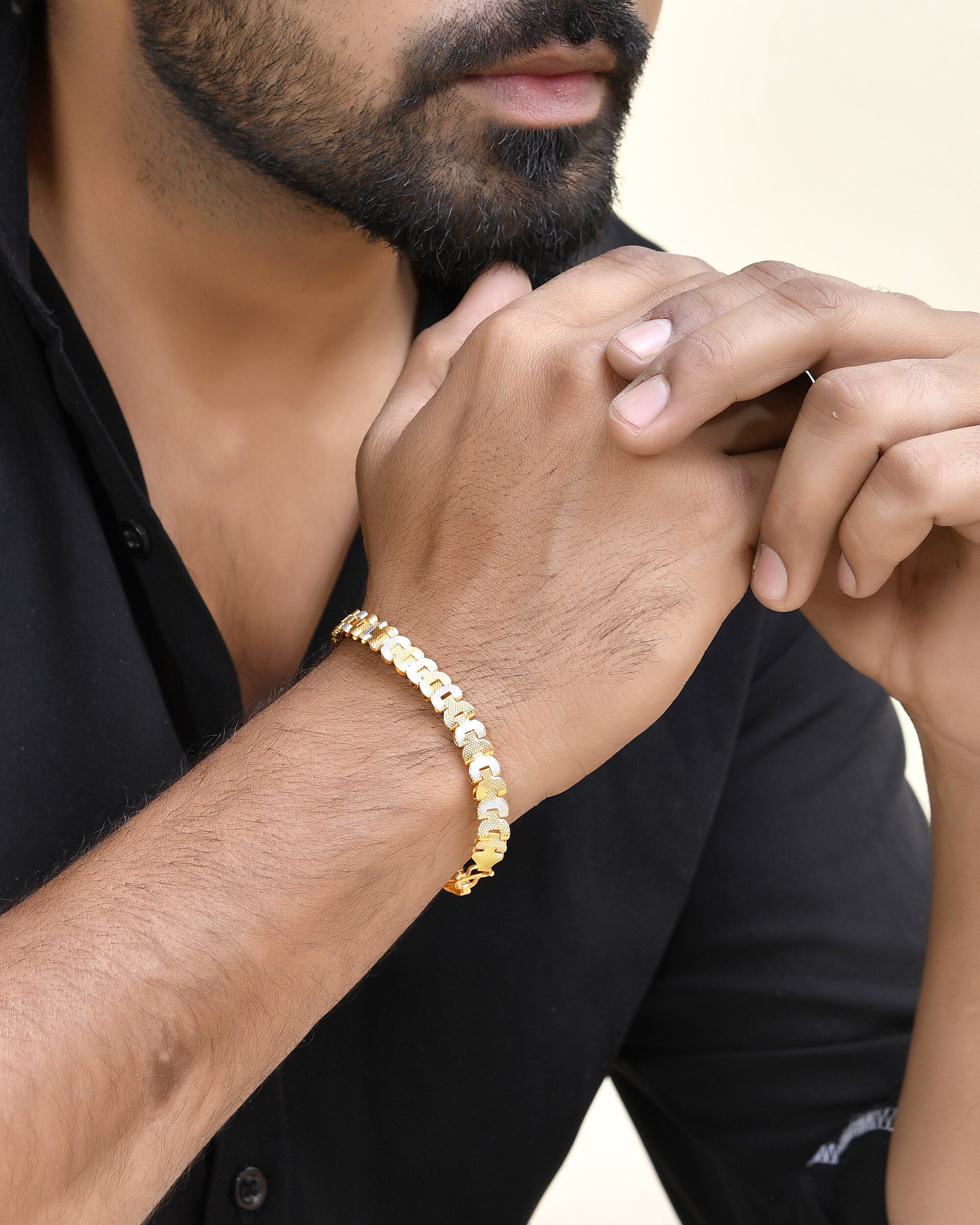 VOJ Dual Tone Stylish Men's Bracelet - Distacart