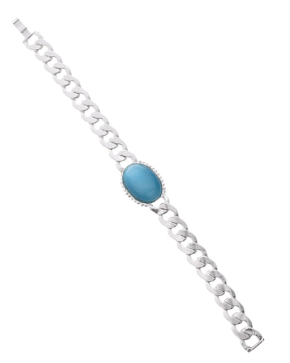 VOJ Silver Plated Blue Stone Men's Bracelet - Distacart