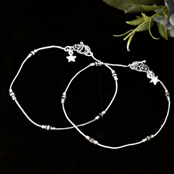 VOJ Set of 2 Silver Plated Elegent Anklet - Distacart