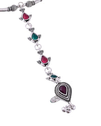 Thumbnail for VOJ Set of 2 Silver Toned Meenakari Anklet With Toe Ring