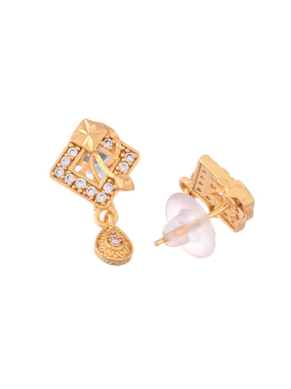 VOJ Gold-Polished AD Stone Studded Geometrical Design Chain Set - Distacart