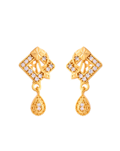 VOJ Gold-Polished AD Stone Studded Geometrical Design Chain Set - Distacart