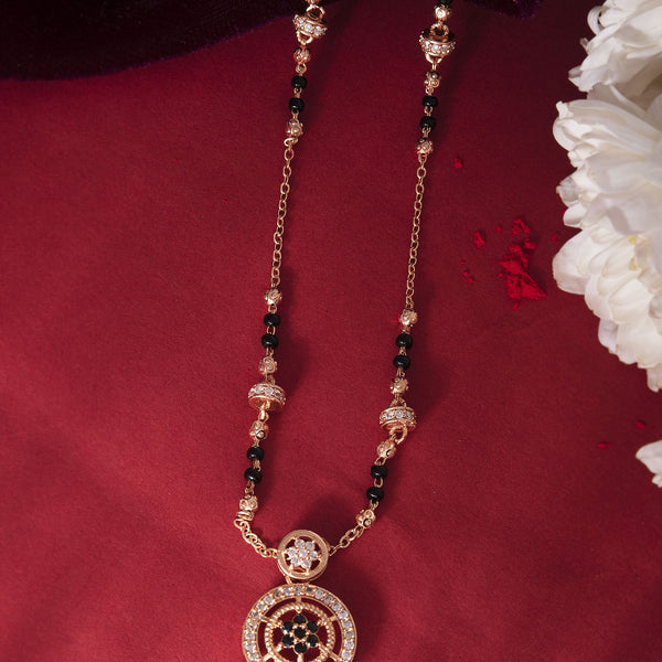 VOJ Rose Gold-Polished Stone Studded Circular Mangalsutra - Distacart