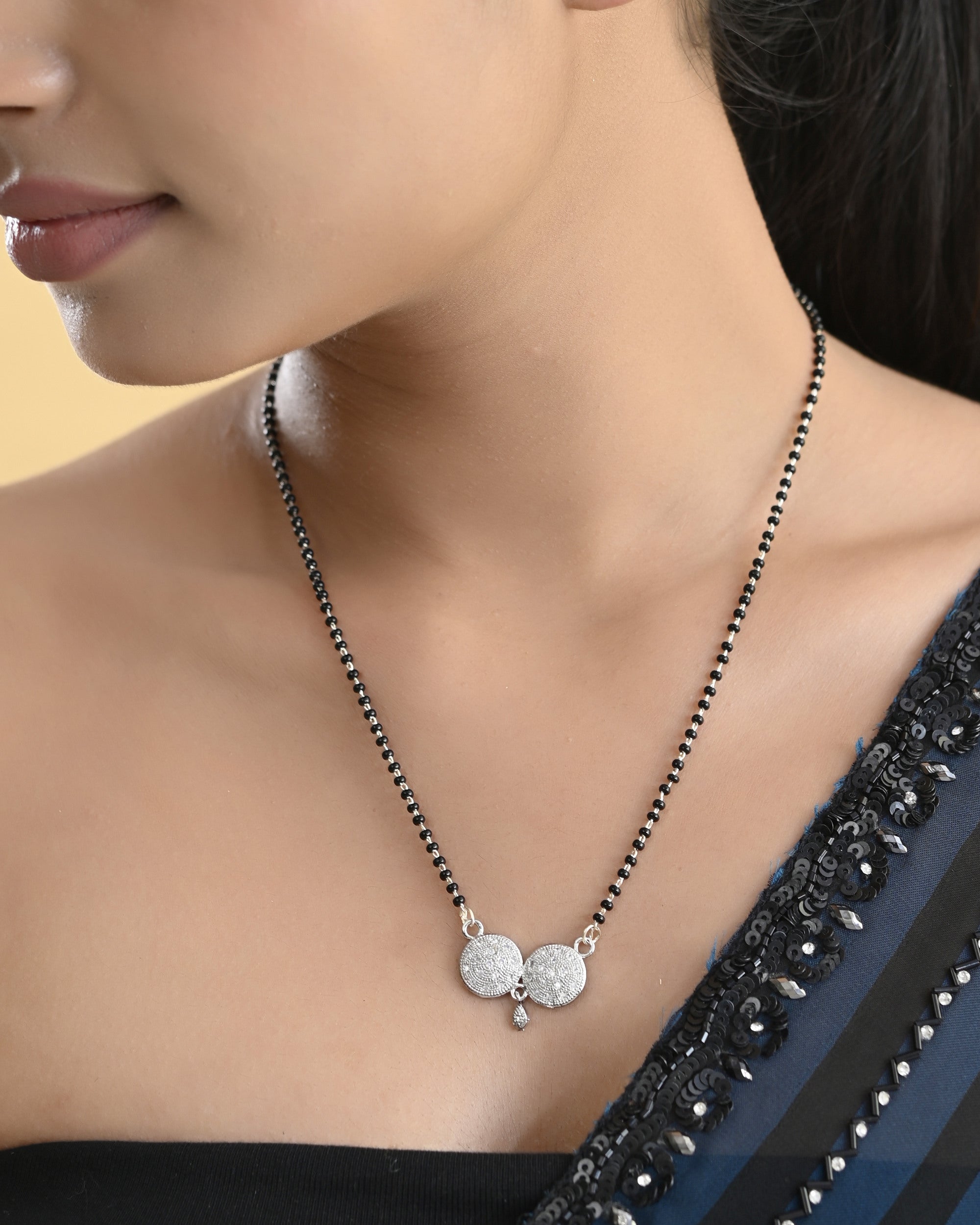 VOJ Silver Plated Stone Studded Elegent Mangalsutra - Distacart