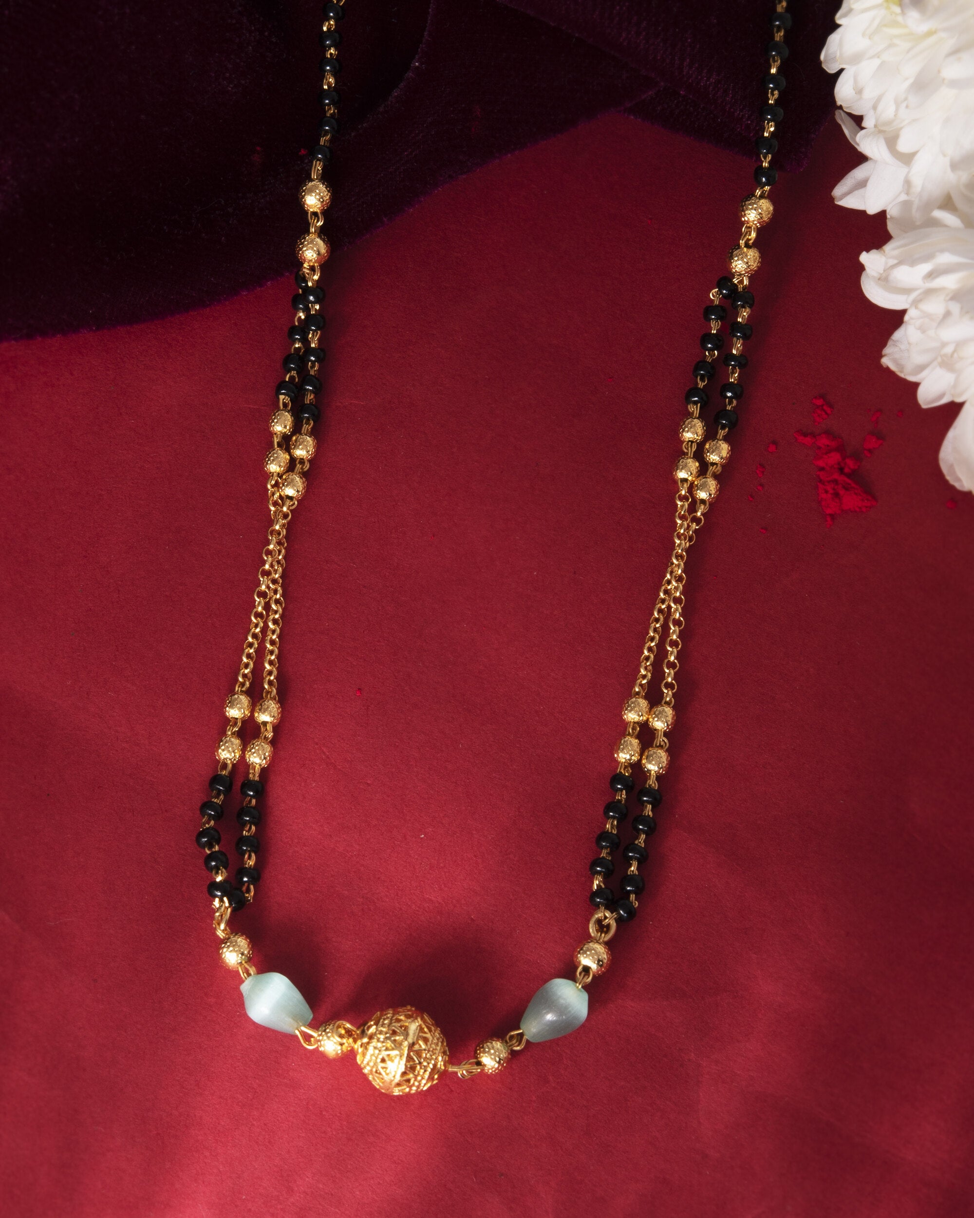 VOJ Gold-Polished Beads Studded MangalSutra - Distacart