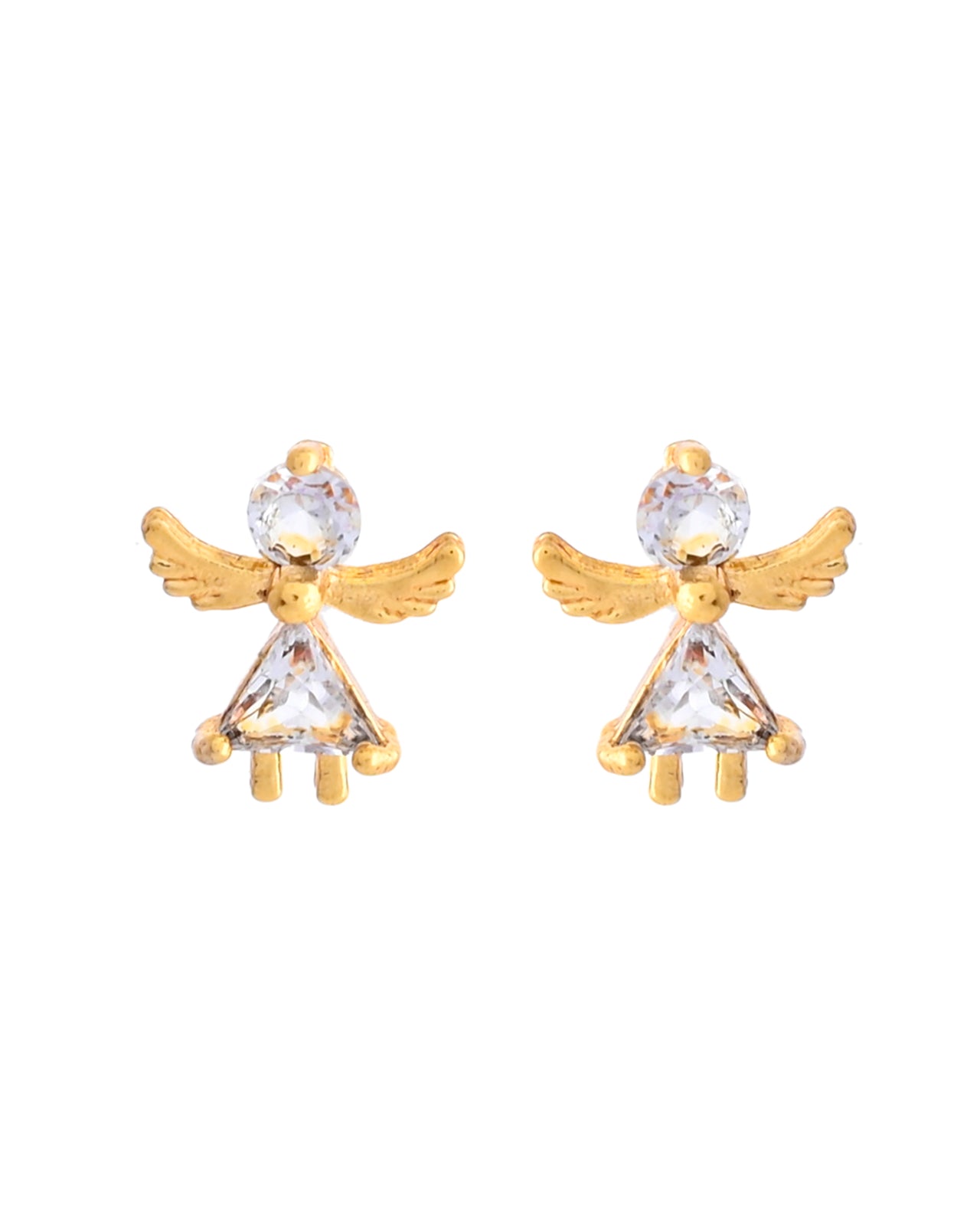 VOJ Gold Plated Doll Shapped Stone Studded Mangalsutra With Earrings Set