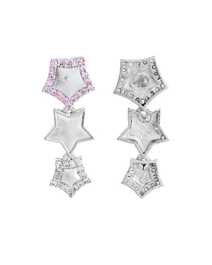 VOJ Silver Plated Star Shaped Necklace With Earrings Set - Distacart