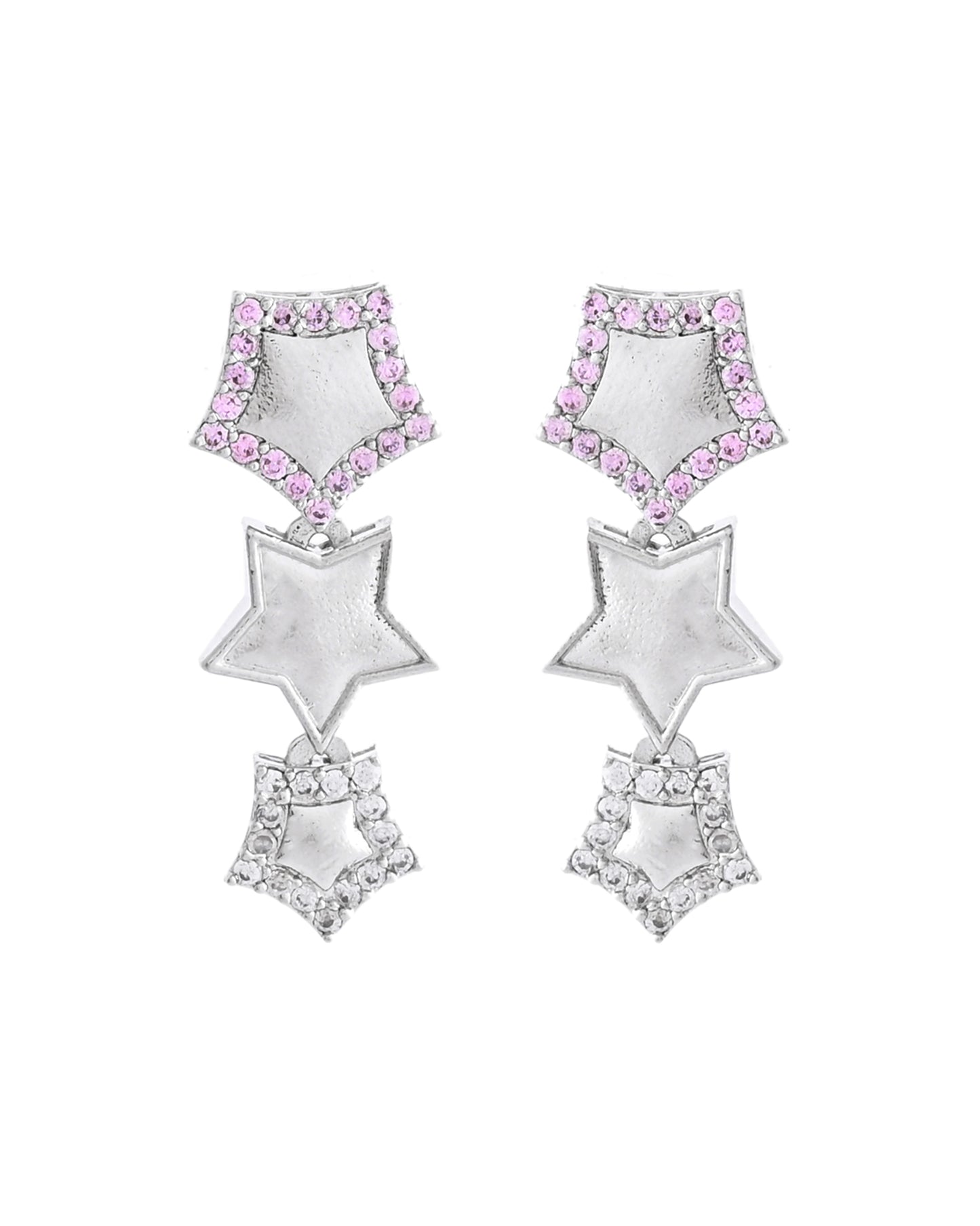 VOJ Silver Plated Star Shaped Necklace With Earrings Set - Distacart