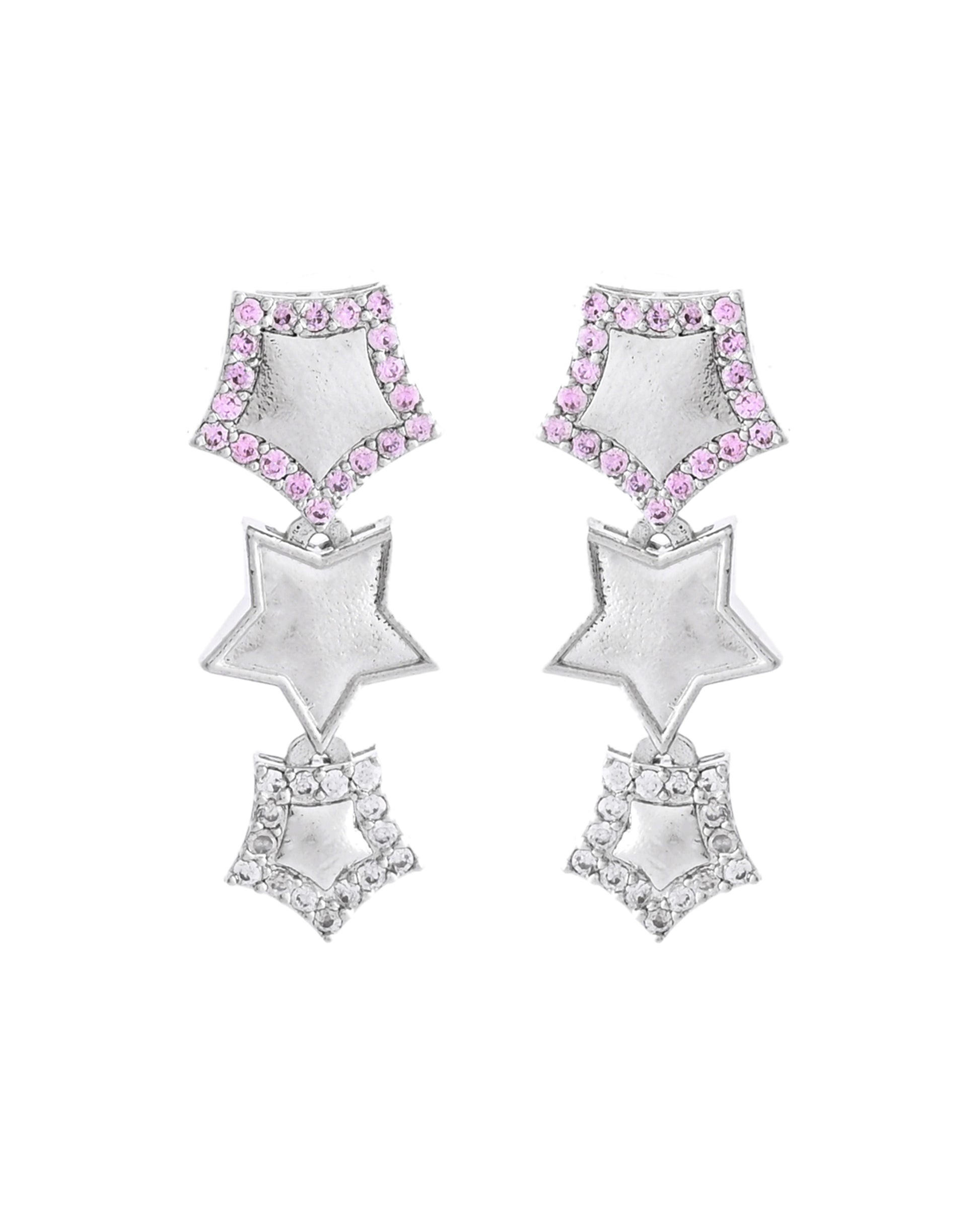 VOJ Silver Plated Star Shaped Necklace With Earrings Set - Distacart