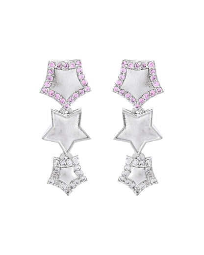 VOJ Silver Plated Star Shaped Necklace With Earrings Set - Distacart