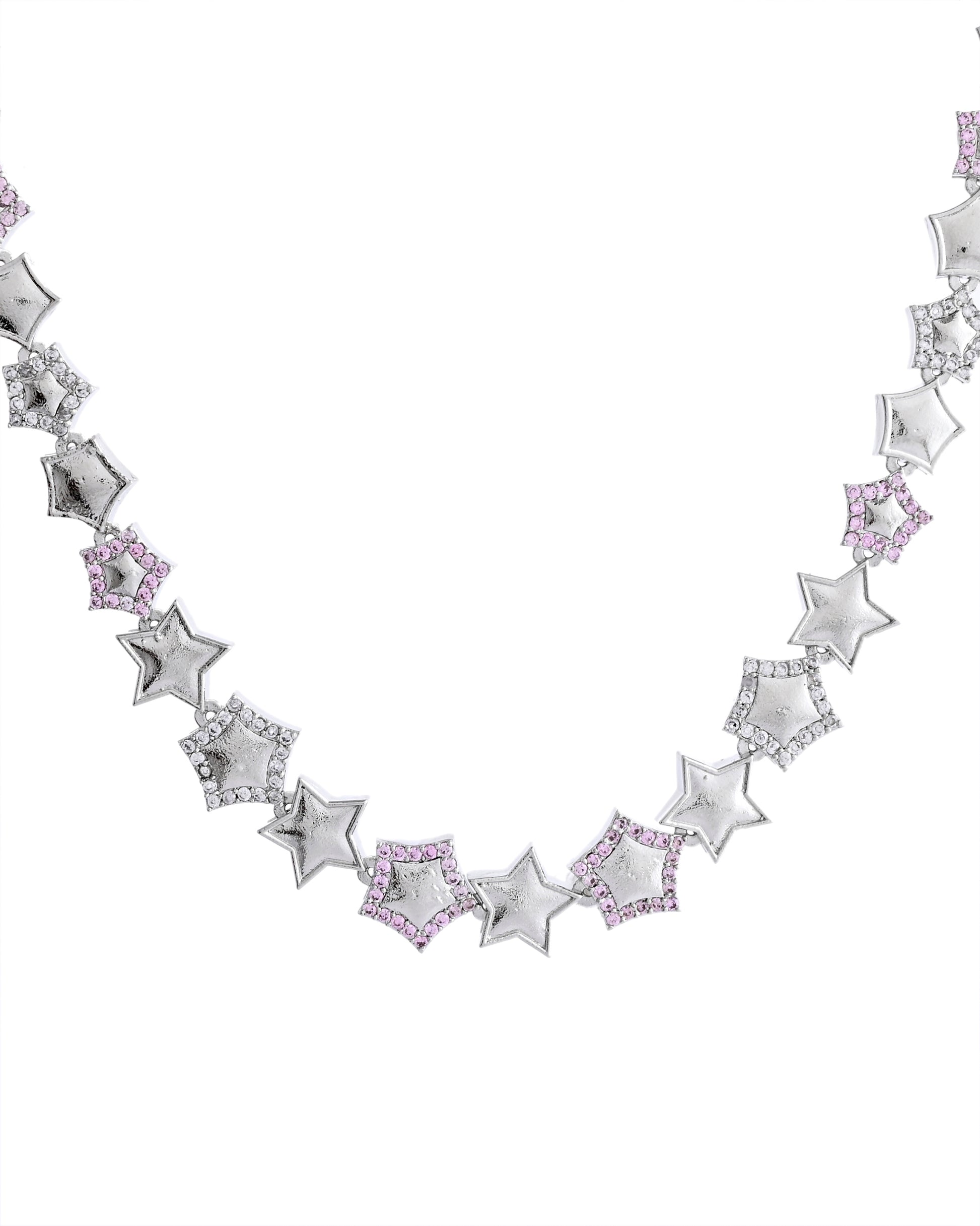 VOJ Silver Plated Star Shaped Necklace With Earrings Set - Distacart