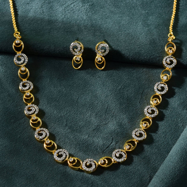 VOJ Gold-Polished Circular AD Jewellery Set - Distacart