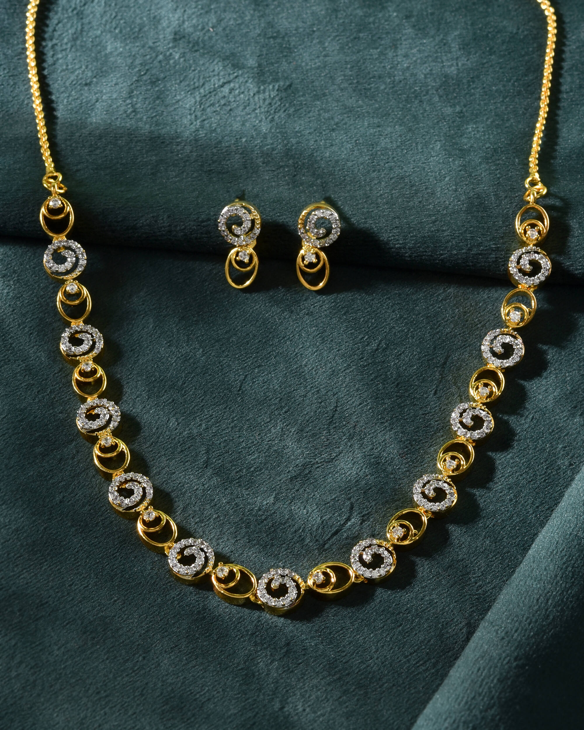 VOJ Gold-Polished Circular AD Jewellery Set - Distacart