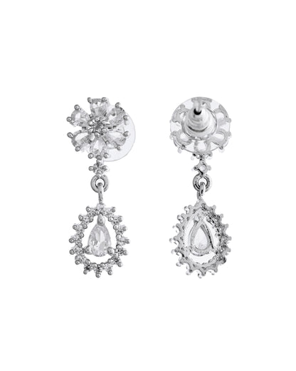 VOJ Silver Plated AD Stone Studded Necklace With Earrings Set - Distacart