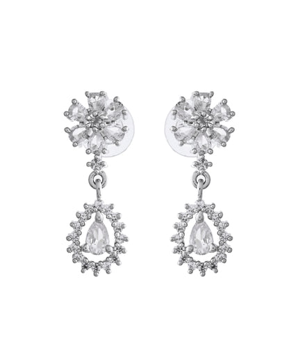 VOJ Silver Plated AD Stone Studded Necklace With Earrings Set - Distacart