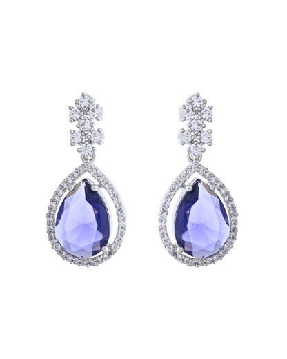 VOJ Silver Plated Purple Stone Studded AD Jewellery Set - Distacart