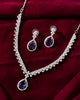 VOJ Silver Plated Purple Stone Studded AD Jewellery Set - Distacart