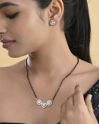 Thumbnail for VOJ Gold Toned AD Stone Studded Heart Shape MangalSutra Set