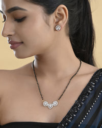Thumbnail for VOJ Gold Toned AD Stone Studded Heart Shape MangalSutra Set