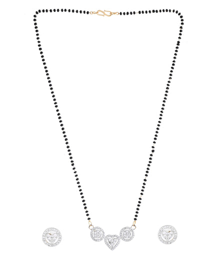 VOJ Gold Toned AD Stone Studded Heart Shape MangalSutra Set - Distacart