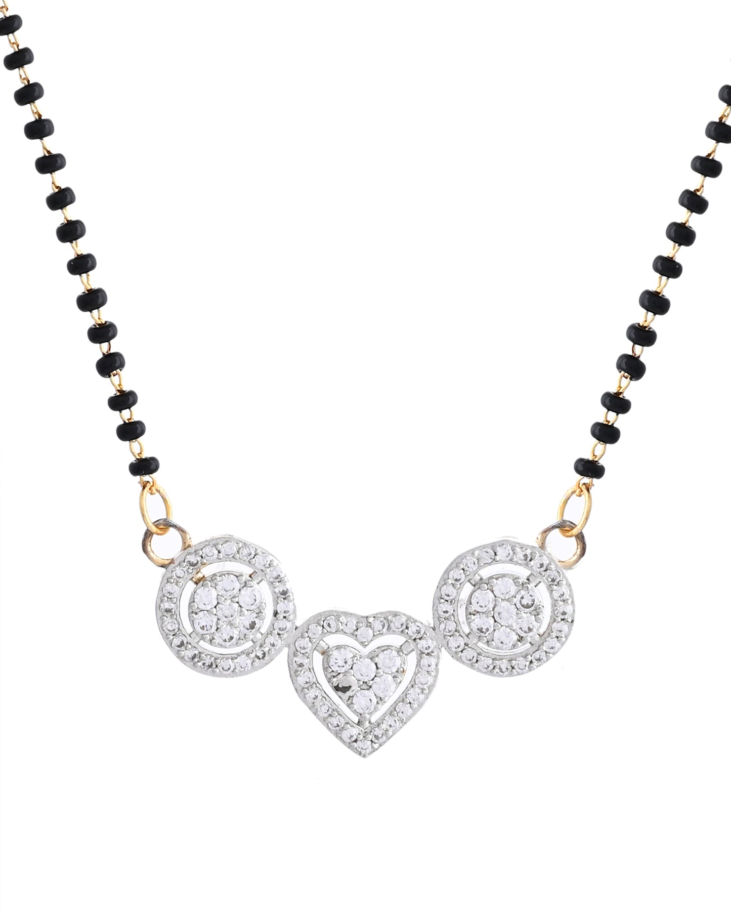 VOJ Gold Toned AD Stone Studded Heart Shape MangalSutra Set - Distacart