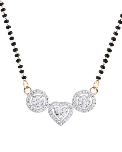 VOJ Gold Toned AD Stone Studded Heart Shape MangalSutra Set - Distacart
