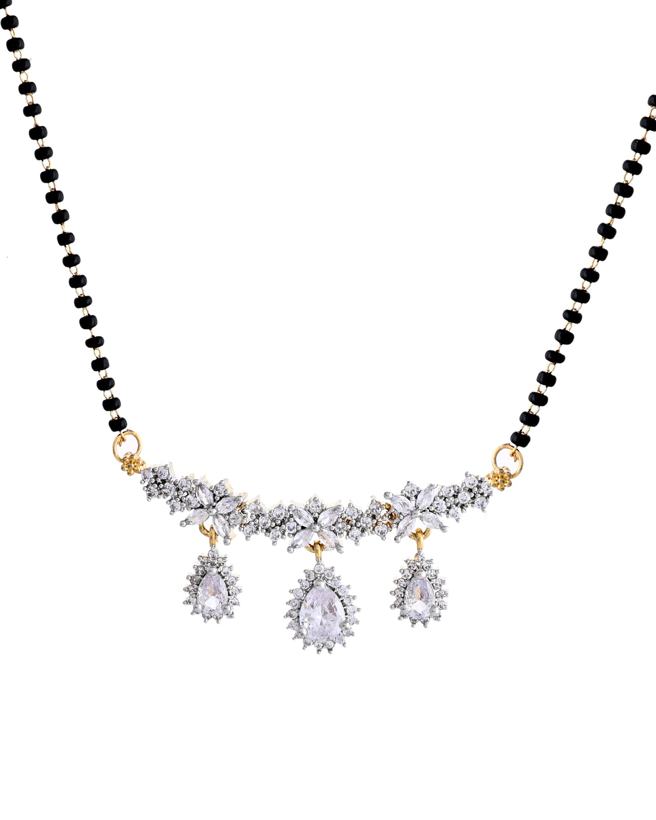 VOJ Gold Toned AD Stone Studded Tear Drop Design MangalSutra Set