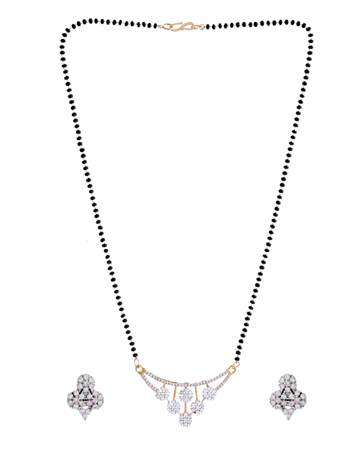 VOJ Gold Toned AD Stone Studded Floral MangalSutra Set - Distacart