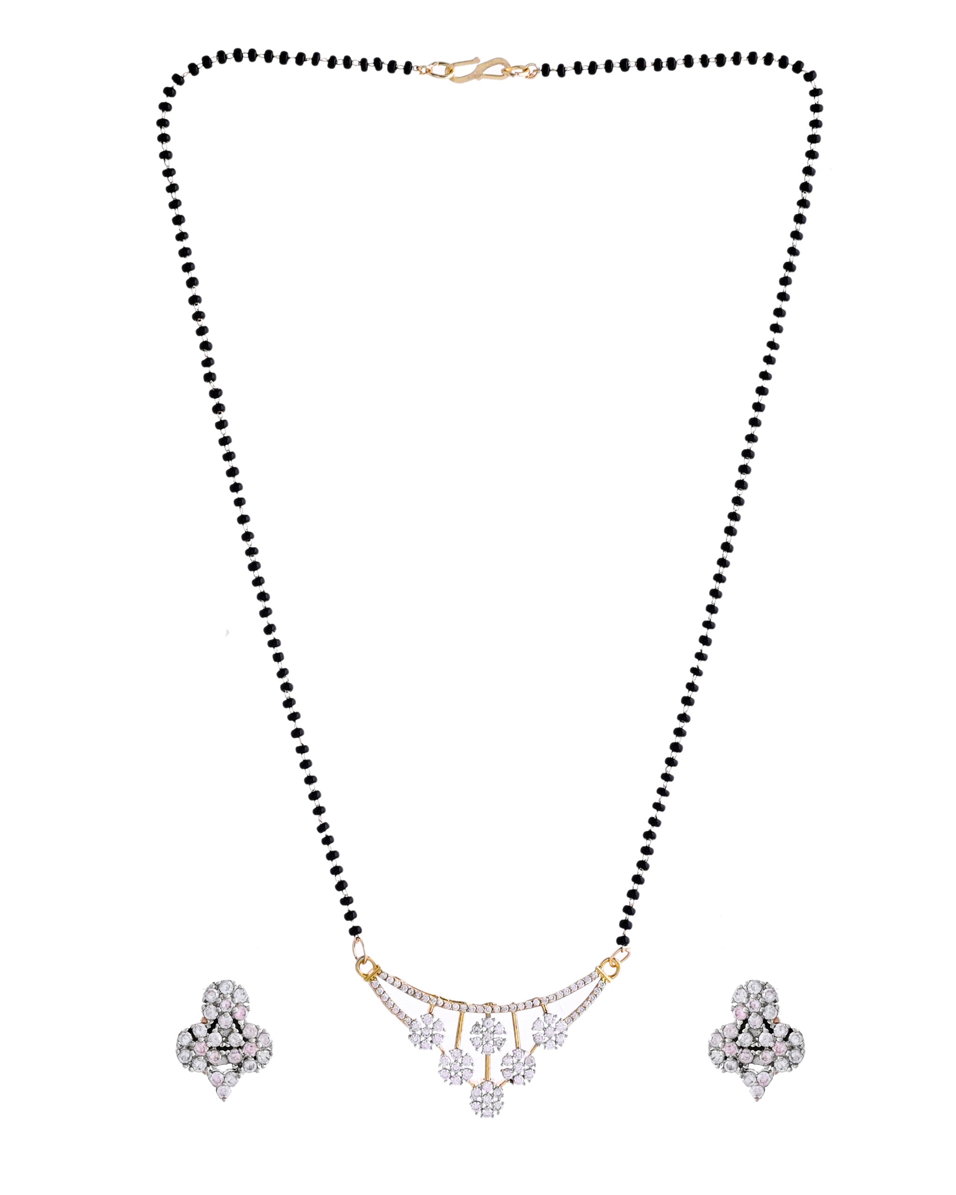VOJ Gold Toned AD Stone Studded Floral MangalSutra Set - Distacart