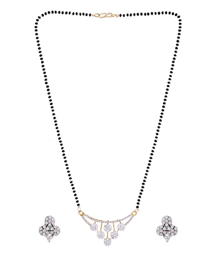 VOJ Gold Toned AD Stone Studded Floral MangalSutra Set - Distacart