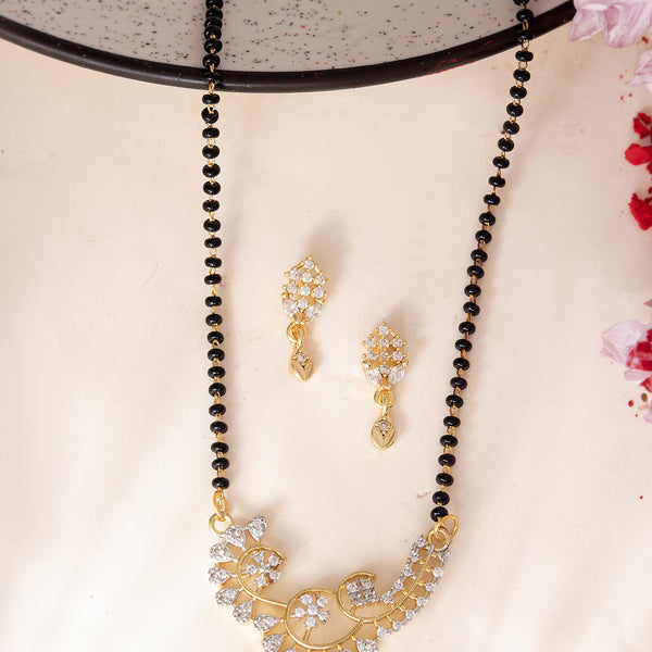 VOJ Gold-Polished Stylish AD Mangalsutra Set - Distacart