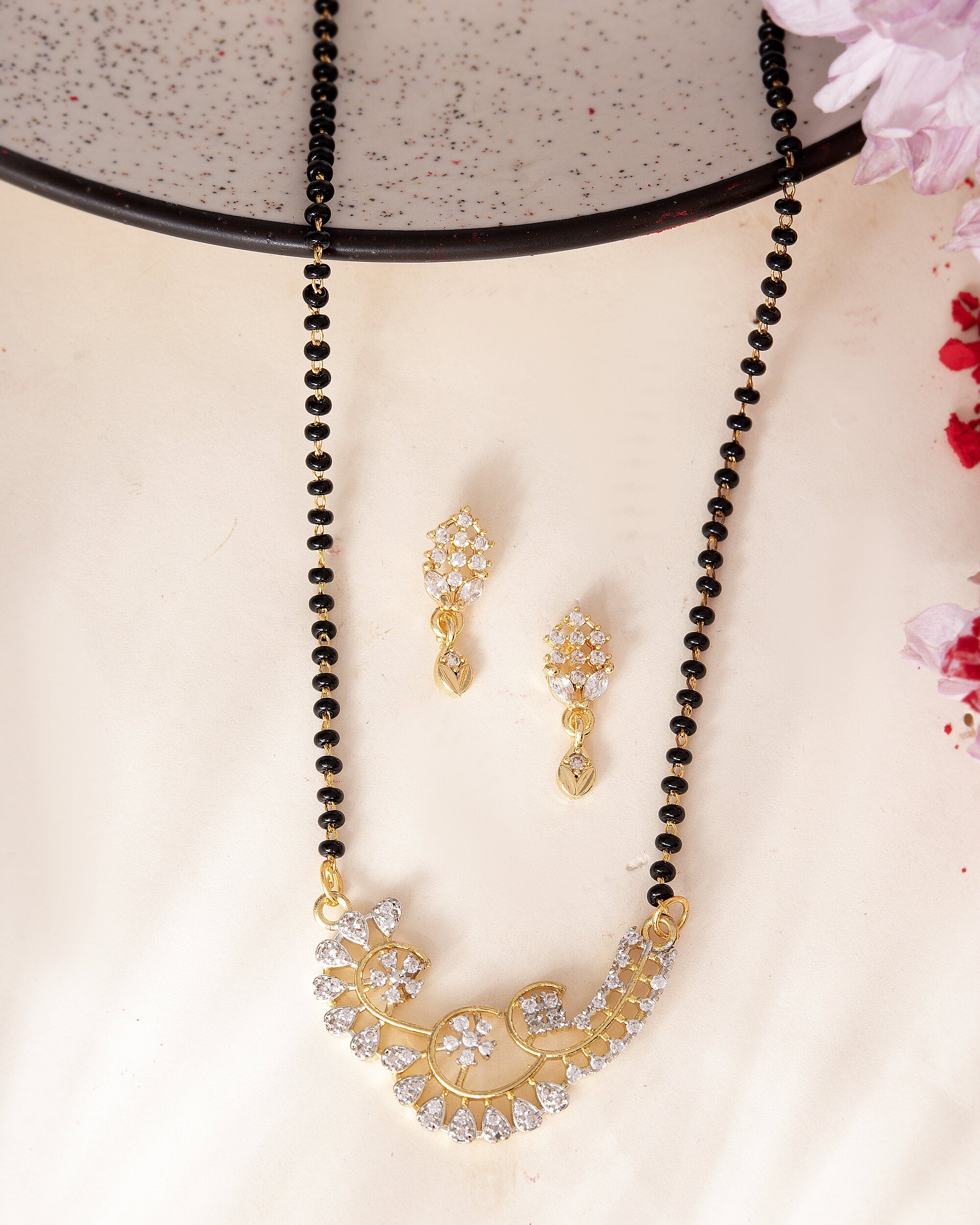 VOJ Gold-Polished Stylish AD Mangalsutra Set - Distacart