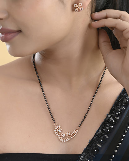 VOJ Rose Gold-Polished Stylish AD Mangalsutra Set - Distacart